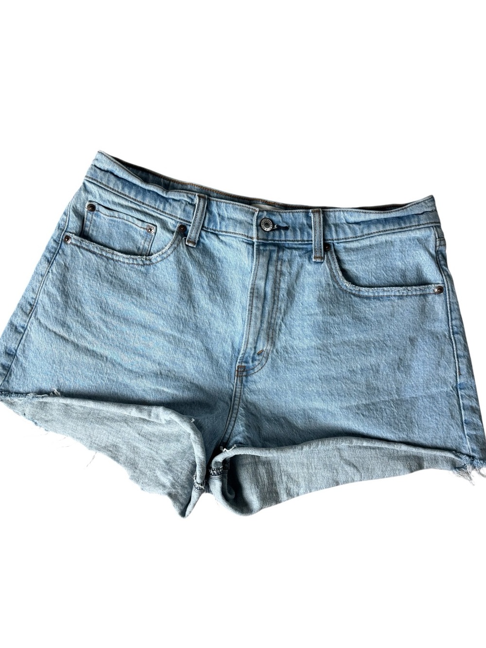 💙Abercrombie Women’s Curve Love Light Wash Mom Cut Off Denim Jean Shorts 31